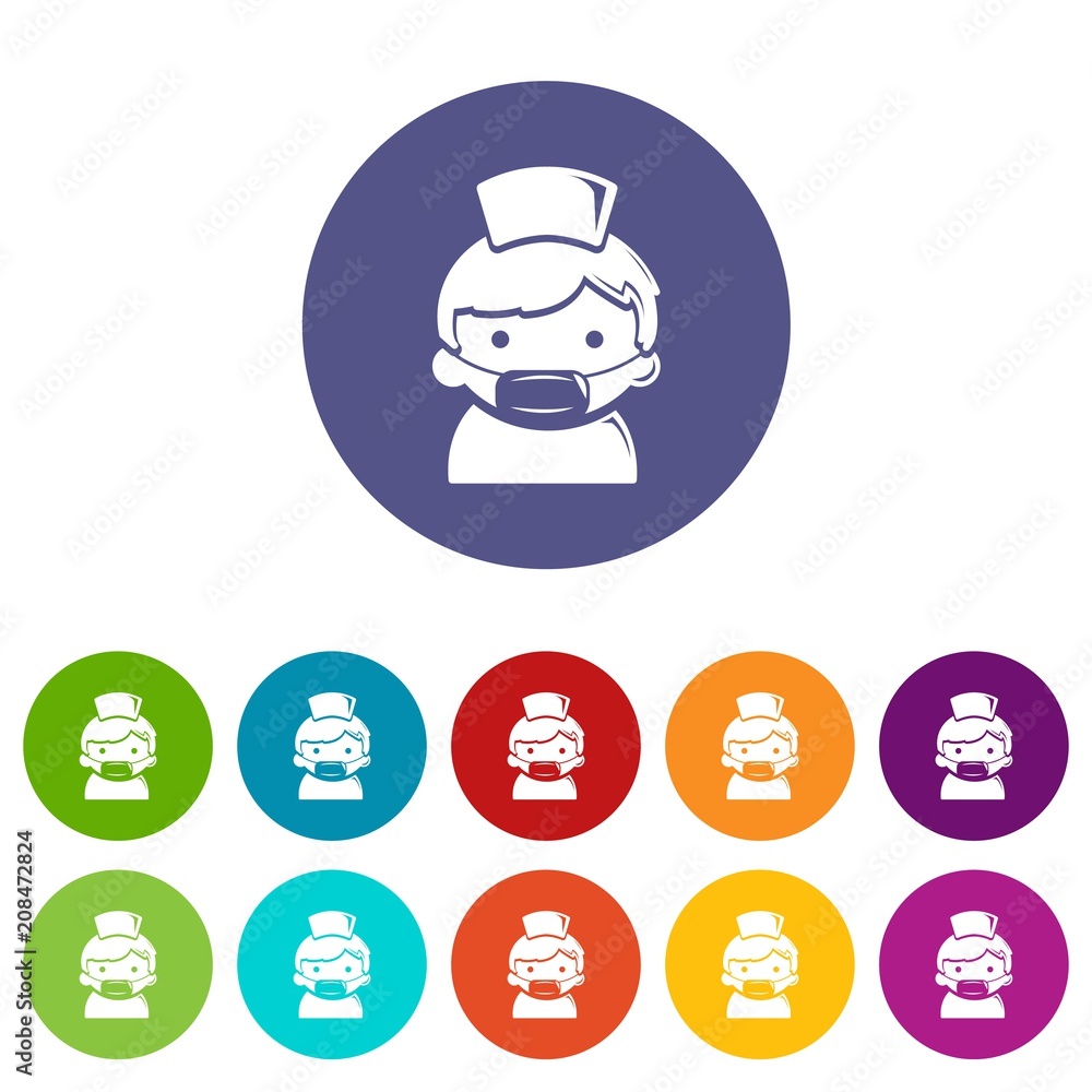 Poster doctor icons color set vector for any web design on white background