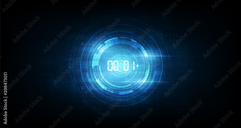 Poster abstract futuristic technology background with digital number timer concept and countdown, vector tr