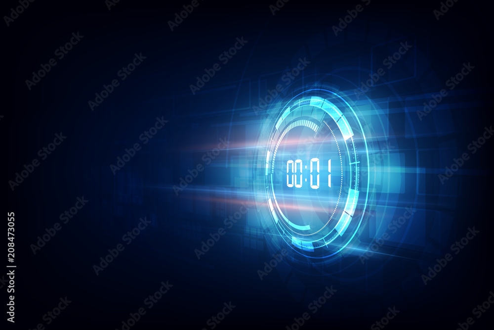 Poster abstract futuristic technology background with digital number timer concept and countdown, vector tr