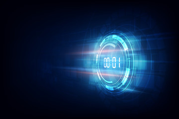 Abstract Futuristic Technology Background with Digital number timer concept and countdown, vector transparent