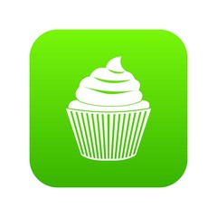 Cupcake icon digital green for any design isolated on white vector illustration