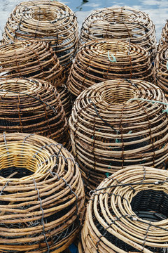 Lobster Pots On Deck Of Fishing Trawler, Hobart, Tasmania