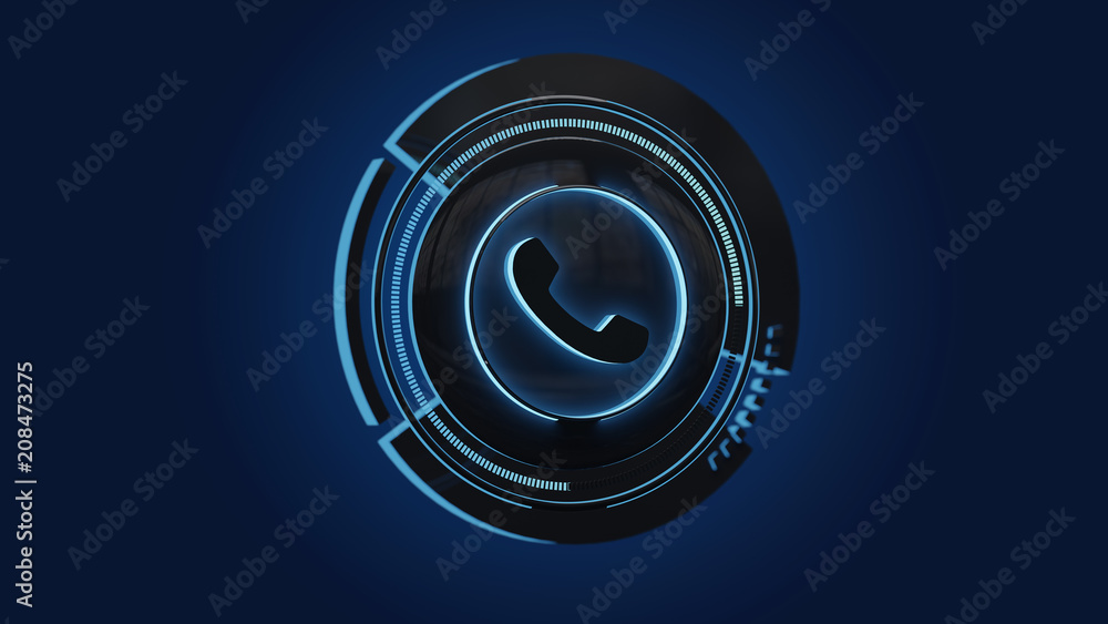 Poster shinny technologic phone button isolated on an uniform background - 3d render