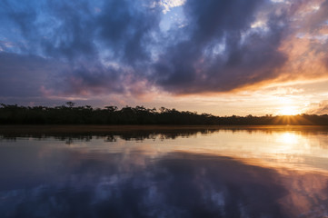 Sunset in the nature reserve Cuyabeno / Sunset in nature reserve Cuyabeno, Amazonia, Oriente, Ecuador.