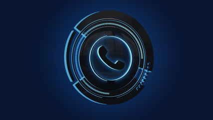 Shinny technologic phone button isolated on an uniform background - 3d render