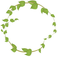 Round frame of branches with leaves Vector eps10.