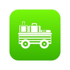Service cart with luggage icon digital green for any design isolated on white vector illustration