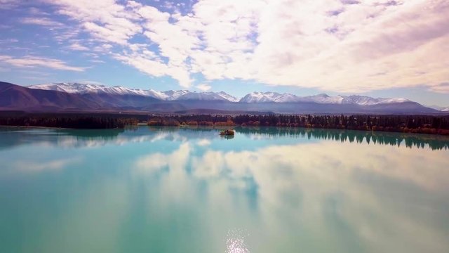 Drone footage of Lake Ruataniwha at aerial view