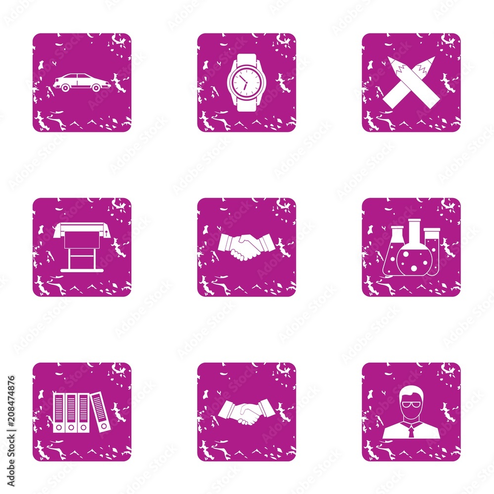 Aufkleber literate icons set. grunge set of 9 literate vector icons for web isolated on white background