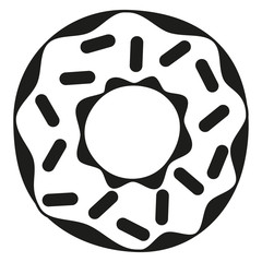 Black and white donut with sprinkles silhouette