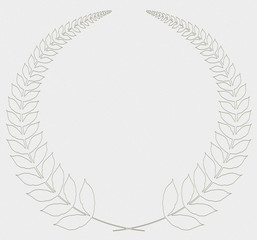 couronne de feuilles sur fond plâtre 