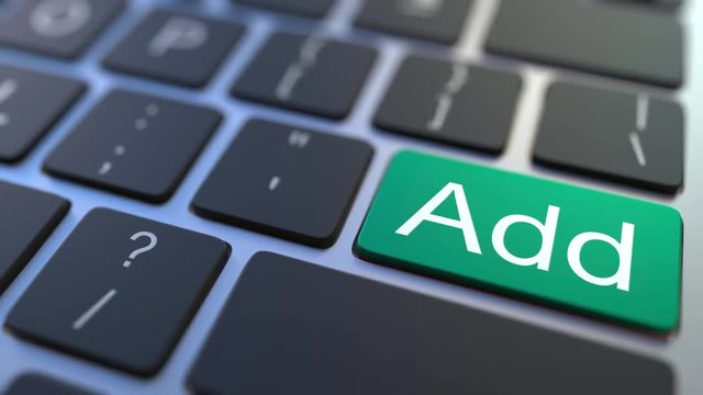 DELETE key turning over to ADD button on the keyboard. Conceptual 3D animation