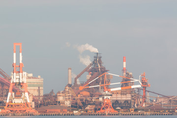 Industrial scene background. Landscape of industry at port.