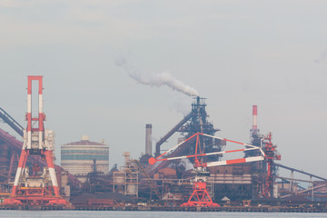 Fototapeta na wymiar Industrial scene background. Landscape of industry at port.