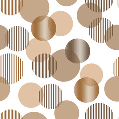 Modèle sans couture géométrique de cercles rayés simples abstraits marron et beige, vecteur