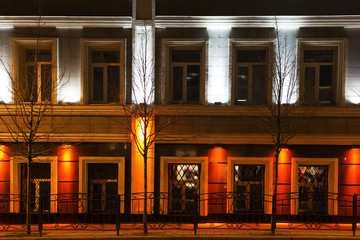 Russia, Kazan, may 1, 2018, the building is illuminated at night,editorial