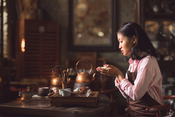 Woman making tea