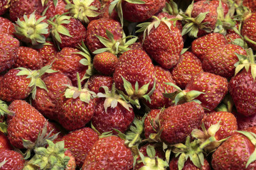 red strawberries background, vegan food