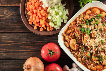 Pasta e fagioli - pasta with beans and parmesan