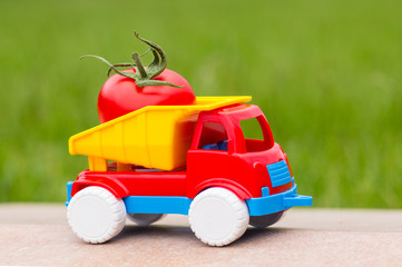 tomato delivery products truck car  vegetables cargo logistics