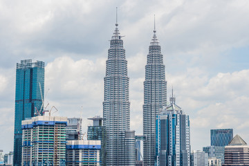 Kuala Lumpur skyline, view of the city, skyscrapers with a beautiful sky in the afternoon