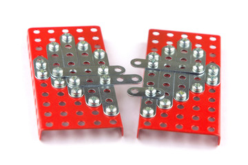 meccano heart: split heart of two halves built with designer, wh
