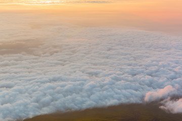 Beautiful sunrise seen from the top of the Mount Fuji, Japan.