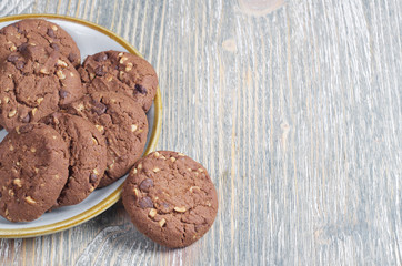 Cookie with chocolate and nuts