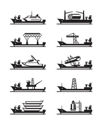 Different heavy lift ships - vector illustration