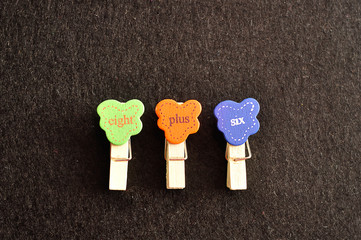 Eight plus six on a black background