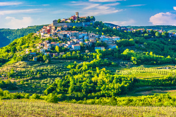 Istria region Croatia Motovun. / Scenic view at famous Motovun town in Istria region, luxury travel...