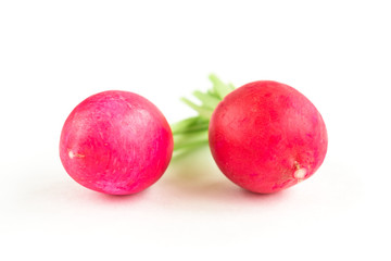 Red radish isolated on white background.
