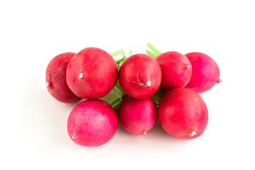 Red radish isolated on white background.