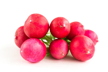 Red radish isolated on white background.
