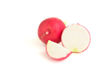 Red radish isolated on white background.
