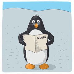 cute arctic penguin who reads