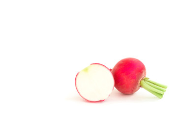 Red radish isolated on white background.