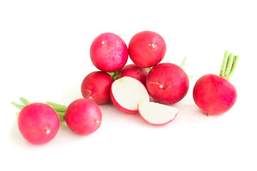 Red radish isolated on white background.