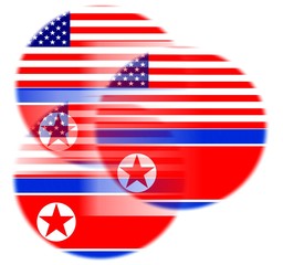 United States of America and North Korea Flags. Concept of the political relations between the two Countries 