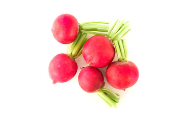 Red radish isolated on white background.