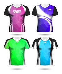 Set of Soccer sport t-shirt layout design poly template and polo shirt vector illustration