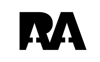 Letter R and A as arrow up in simple style.