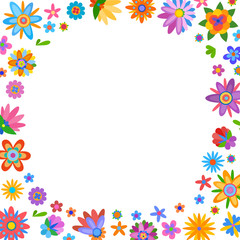 Fototapeta na wymiar Background with naive style colorful flowers