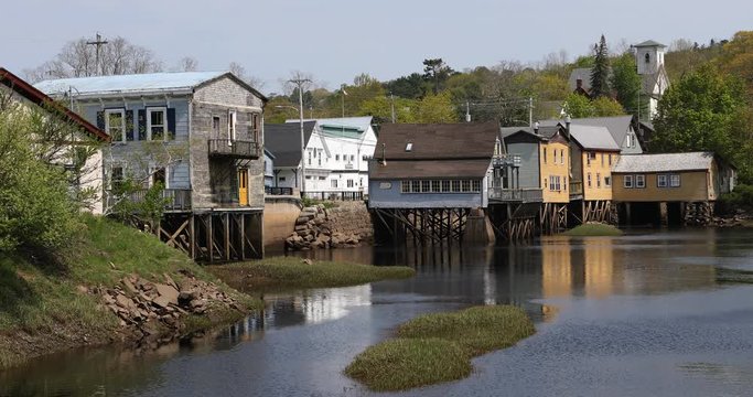 Pretty coastal village in Nova Scotia 4K
