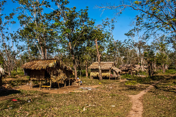 A village of workers in the plantation of rubber plants, Bago, Myanmar