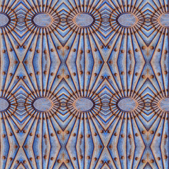Ornate wooden seamless pattern with metal elements
