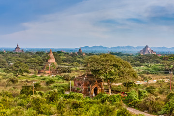 Fototapeta na wymiar A panoramic view of Old Bagan, Myanmar