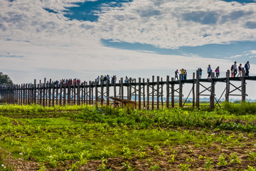 U Bein Bridge, the longest wooden bridge in the world, Amarapura, Myanmar