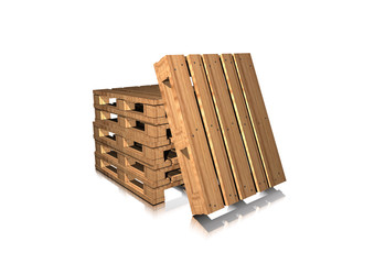 3d illustration of an empty wooden pallets