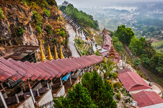 A view from the Pindaya Caves on the surroundings, Shan State, Myanmar